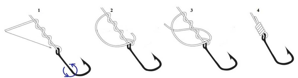 Как правильно завязать крючок на леску для ловли рыбы схема