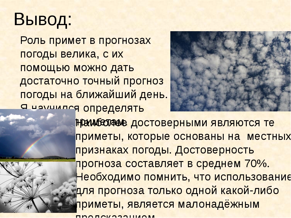 Презентация на тему народные приметы с помощью которых можно предсказывать погоду 6 класс