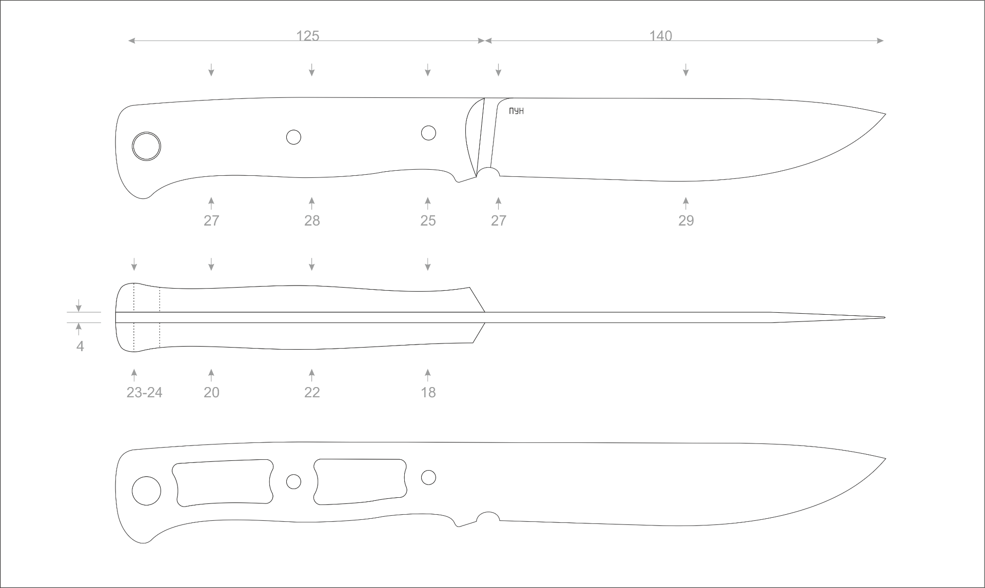 Эскиз для изготовления ножа